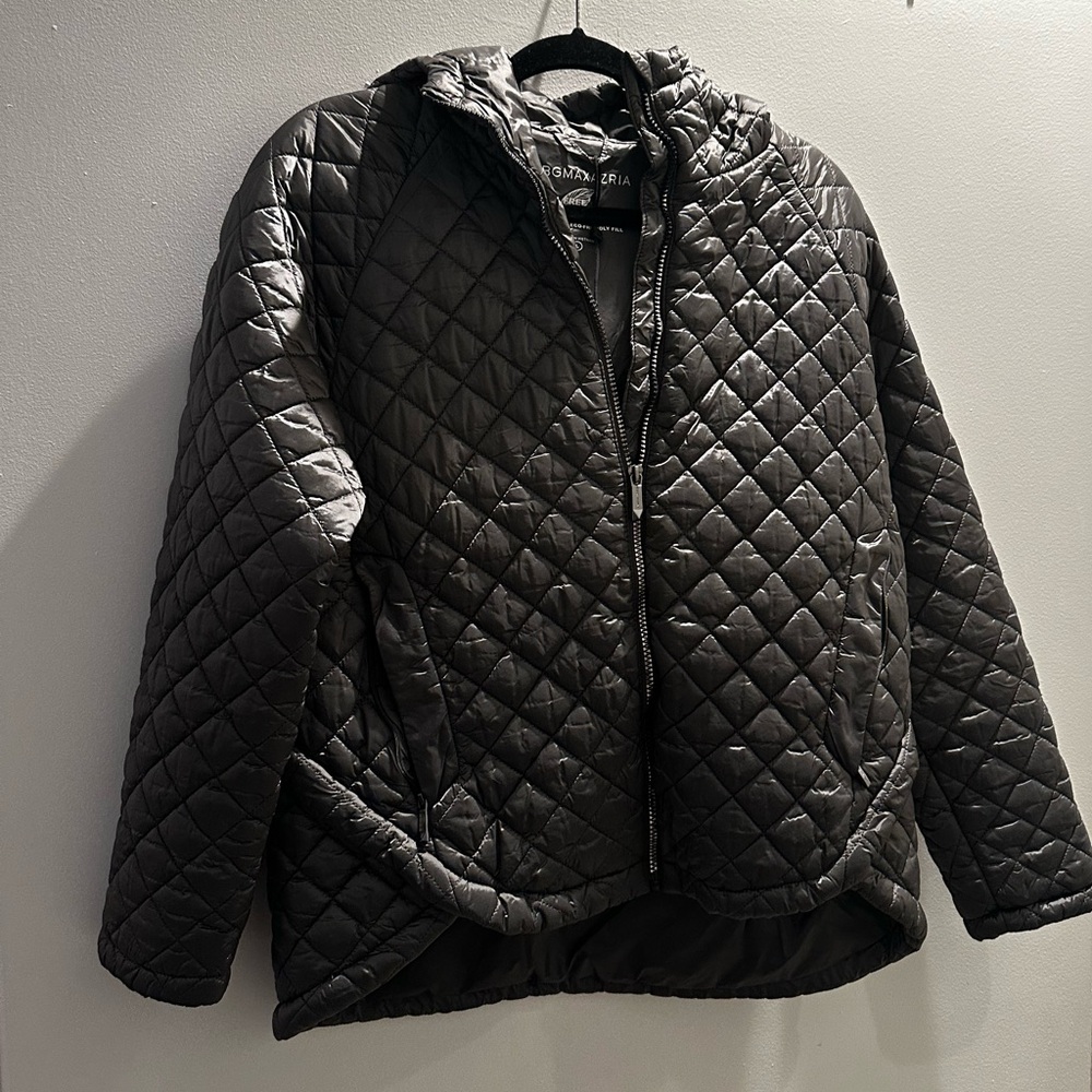 BCBG FEATHER FREE ECO-FRIENDLY FILL QUILTED JACKET WITH HOOD SIZE LARGE